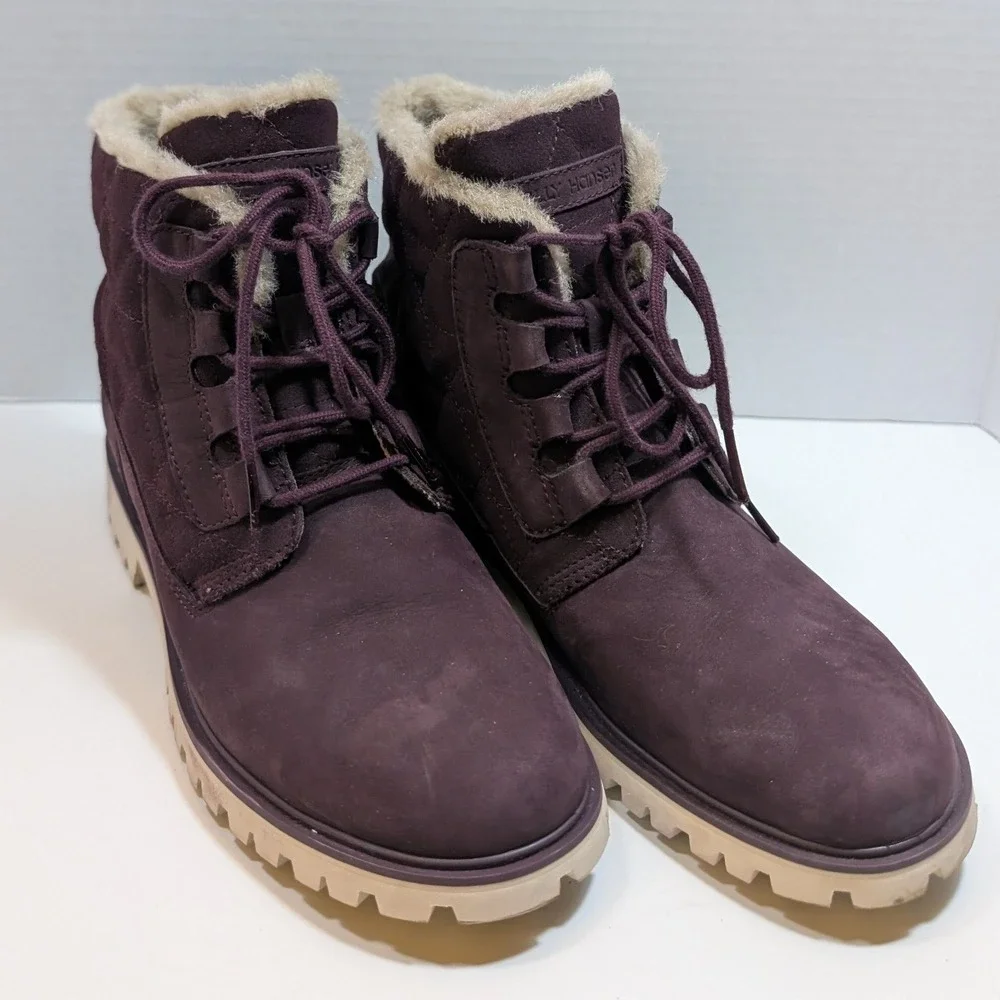 Helly Hansen Vega Winter Boots Waterproof Suede Nubuck Leather Womens 8 Purple